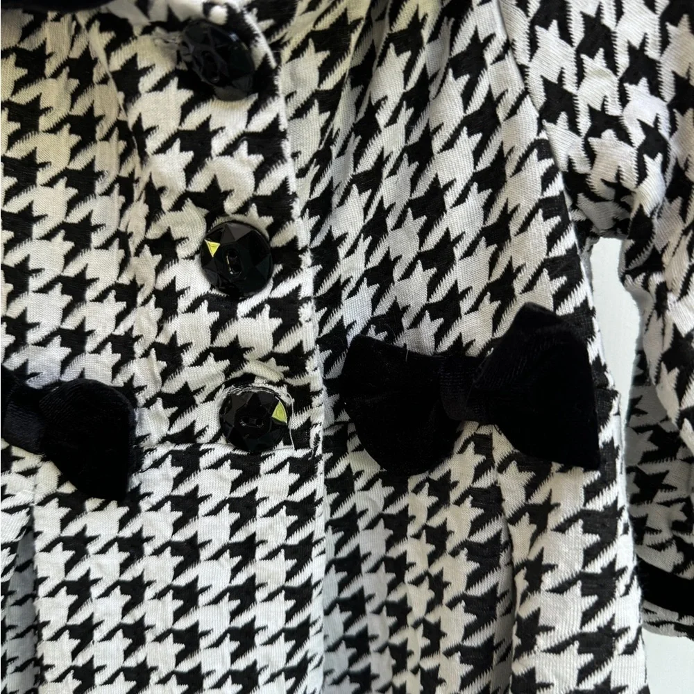 NWOT Rare Editions 2T Girls White & Black Houndstooth Formal Button Down Jacket